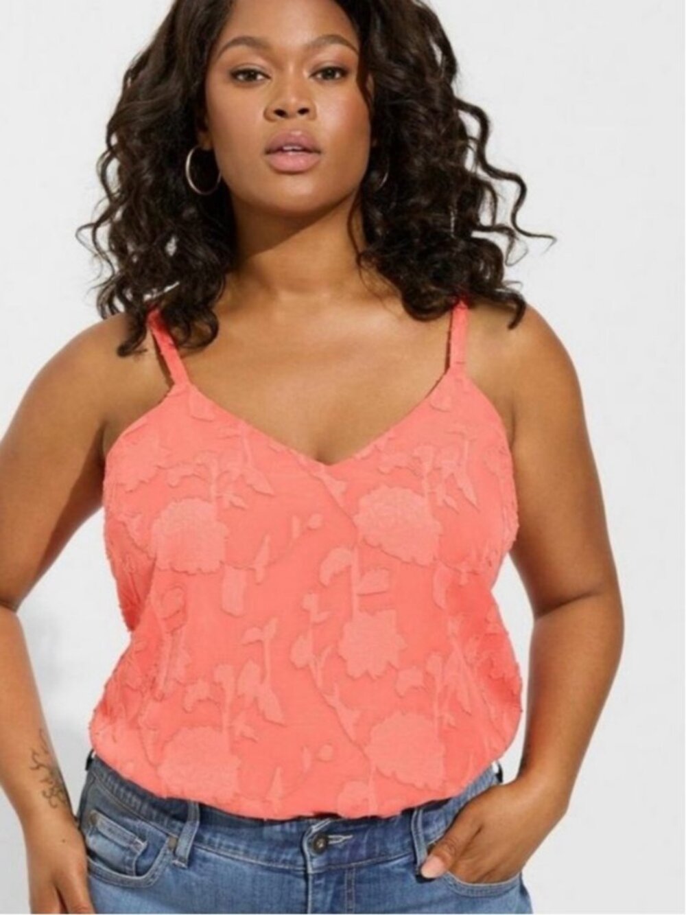 NWT! Torrid Women's Coral Floral Clop Chiffon Swing Cami Size 6X